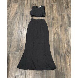 Dissh Spencer Maxi Skirt Linen Black Cropped Top Size US 2 (128)